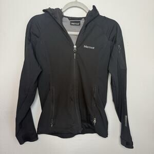 Marmot Womens Hooded Softshell Jacket Black Windstopper Black XS Lightweight